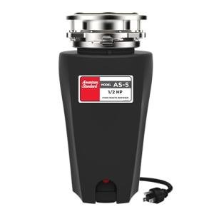 American Standard 10-US-AS-5 Garbage Disposal Anti-Jam Stainless Steel Food Waste Grinding System, Slim Line, 1/2 HP, Black