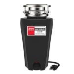 American Standard 10-US-AS-5 Garbage Disposal Anti-Jam Stainless Steel Food Waste Grinding System, Slim Line, 1/2 HP, Black