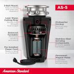 American Standard 10-US-AS-5 Garbage Disposal Anti-Jam Stainless Steel Food Waste Grinding System, Slim Line, 1/2 HP, Black