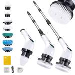 Electric Spin Scrubber with Long Handle & Replaceable Heads