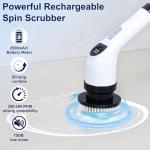 Electric Spin Scrubber with Long Handle & Replaceable Heads
