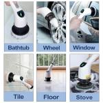 Electric Spin Scrubber with Long Handle & Replaceable Heads