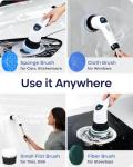 Electric Spin Scrubber with Long Handle & Replaceable Heads