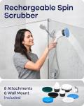 Electric Spin Scrubber with Long Handle & Replaceable Heads