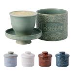 Vintage Green Ceramic Butter Keeper with Airtight Seal