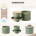 Vintage Green Ceramic Butter Keeper with Airtight Seal