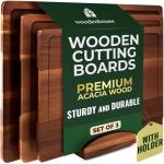 Acacia Wood Cutting Board Set with Holder