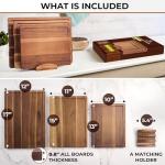 Acacia Wood Cutting Board Set with Holder
