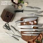 FIKSHOT Kitchen Knife Block Set with Santoku Knife