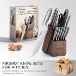 FIKSHOT Kitchen Knife Block Set with Santoku Knife
