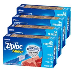 Ziploc Quart Freezer Slider Bags, 136 Count