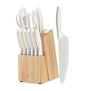 15-Piece White Stainless Steel Knife Set