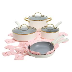 Paris Hilton Nonstick Cookware Set, 12-Piece Cream