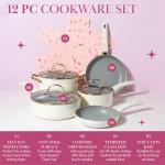 Paris Hilton Nonstick Cookware Set, 12-Piece Cream