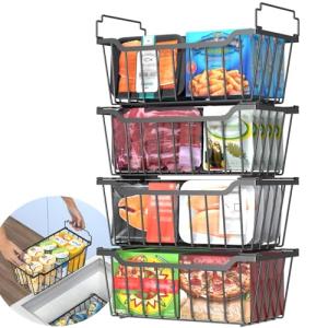 Goovilla 4-Pack Stackable Freezer Organizer Bins