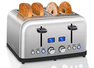 4-Slice LCD Stainless Steel Toaster with Crumb Tray