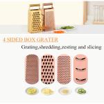 TEAHAHA 4-Sided Stainless Steel Grater with Handle