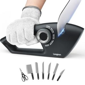 Longzon 5-in-1 Knife Sharpener with Gloves