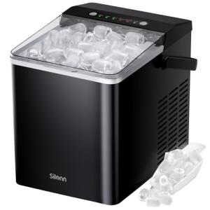 Portable Ice Maker with Self-Cleaning and Carry Handle
