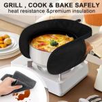Philorn Black Silicone Heat Resistant Double Oven Mitts