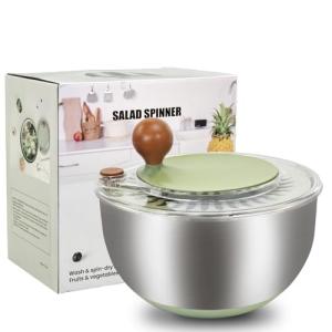 Stainless Steel Salad Spinner with Stop Button