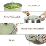 Stainless Steel Salad Spinner with Stop Button