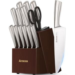 Astercook 15-Piece Premium Knife Set with Block