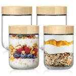 4-Pack 16oz Glass Jars with Airtight Bamboo Lids