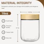 4-Pack 16oz Glass Jars with Airtight Bamboo Lids
