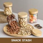 4-Pack 16oz Glass Jars with Airtight Bamboo Lids