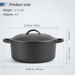 6 QT Cast Iron Dutch Oven with Lid and Handles