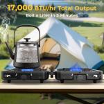 Portable 2 Burner Camping Propane Stove with Bag
