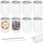 12 Oz Insulated Stainless Steel Wine Tumblers - 8 Pack