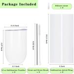 12 Oz Insulated Stainless Steel Wine Tumblers - 8 Pack