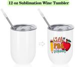 12 Oz Insulated Stainless Steel Wine Tumblers - 8 Pack