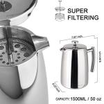Secura 50-Ounce Stainless Steel French Press Coffee Maker