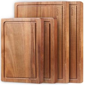 Large Wooden Cutting Boards Set with Juice Grooves