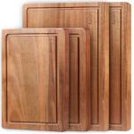 Large Wooden Cutting Boards Set with Juice Grooves