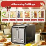 YSSOA 2-Slice Stainless Steel Toaster with Wide Slots