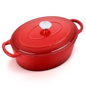 E-far 7QT Red Enamel Dutch Oven with Lid