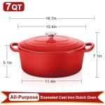 E-far 7QT Red Enamel Dutch Oven with Lid