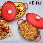 E-far 7QT Red Enamel Dutch Oven with Lid