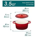 vancasso 3.5 QT Red Enameled Cast Iron Dutch Oven