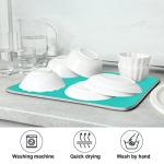 Absorbent Microfiber Dish Drying Mat - Teal Blue