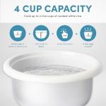 Aroma Rice Cooker with Steaming Basket, 4 Cups