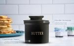 Ceramic Butter Crock with Lid - Matte Black