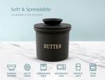 Ceramic Butter Crock with Lid - Matte Black
