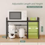 Expandable Microwave Stand with Organizer Shelves and Hooks