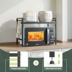 Expandable Microwave Stand with Organizer Shelves and Hooks