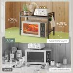 Expandable Microwave Stand with Organizer Shelves and Hooks